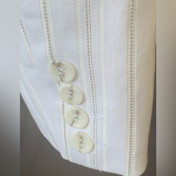 White Jacket Taupe Pinstripe Lightweight Blazer Lined Casual Business Size 11 12 - Picture 7 of 14